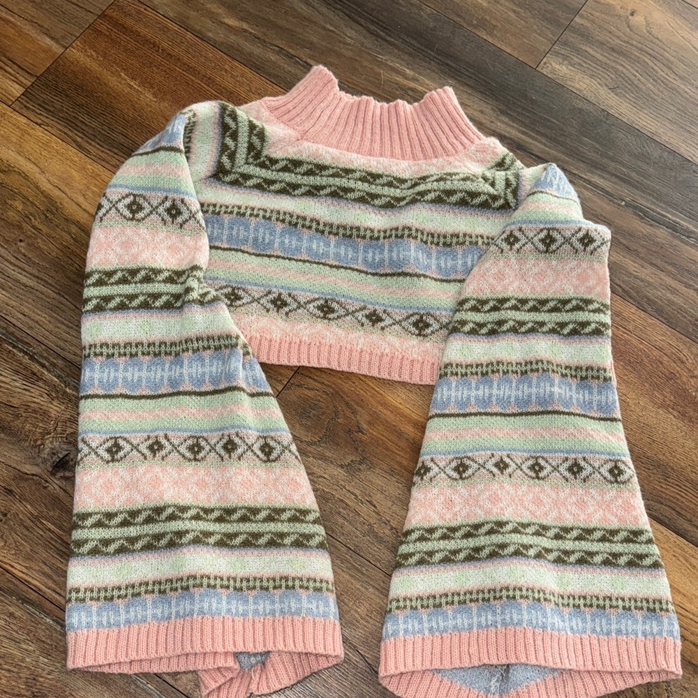 Patterned Pink and Green Women's Sweater